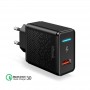 DrPhone HALO - 9V Thuislader - Adapter - Snel Lader Intelligente LED – Reislader - Voor Samsung / Apple iPhone / Huawei - Zwart