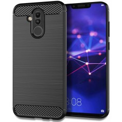 DrPhone Mate 20 Lite Carbon Hoesje - Geborsteld TPU case - Ultimate Drop Proof Siliconen Case - Carbon fiber Look - Zwart