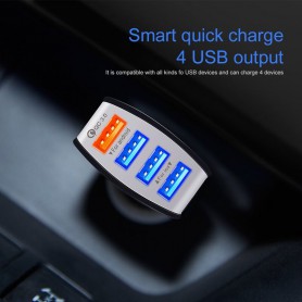 DrPhone QC5 Pro - 4 Poorten USB Lader  - 12V - 3.1A  4 Poort Car Charger – Auto Oplader - Voor Tablets / Smartphones - Zwart