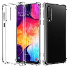 DrPhone Samsung A50 TPU Hoesje - Siliconen Bumper Case met Verstevigde randen – transparant
