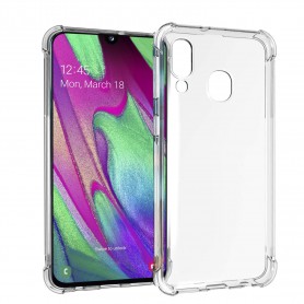 DrPhone Samsung A40 TPU Hoesje - Siliconen Bumper Case met Verstevigde randen – transparant