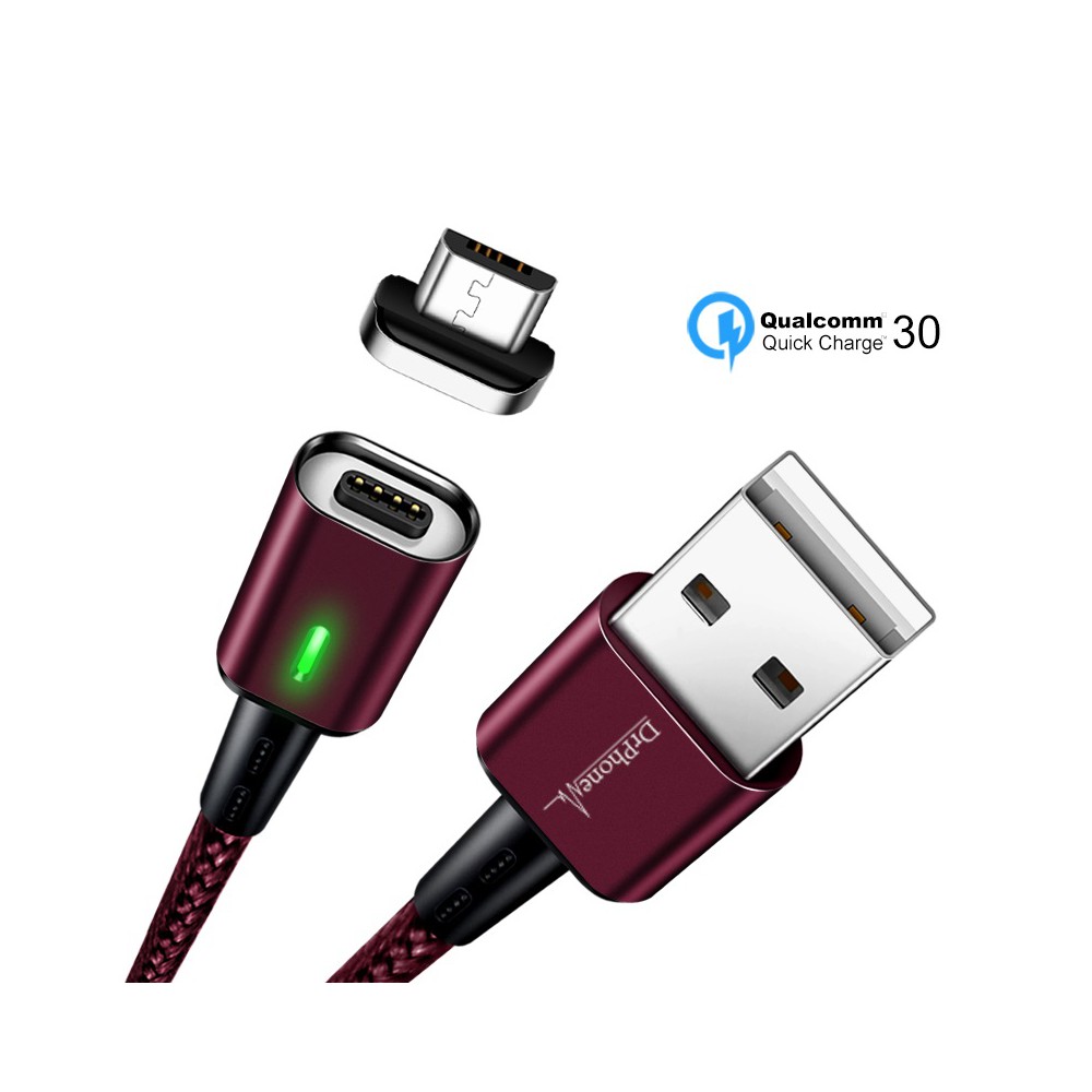 Edele Intens eerste DrPhone iCON Series - Gecertificeerde Qualcomm 3.0 Support - Snellader -  Magnetische MICRO USB oplaadkabel - Rood - Dr. Phone