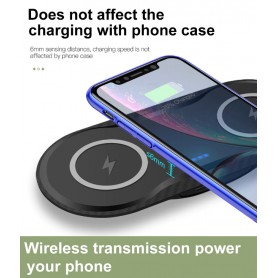 DrPhone Compaq V2 - 2 Smartphones Opladen - 2 in 1 Draadloze DUAL QI Oplader - 5V-3A / 9v 3A - 2x Smartphone Qi - Wit