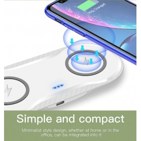 DrPhone Compaq V2 - 2 Smartphones Opladen - 2 in 1 Draadloze DUAL QI Oplader - 5V-3A / 9v 3A - 2x Smartphone Qi - Wit