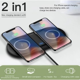 DrPhone Compaq V2 - 2 Smartphones Opladen - 2 in 1 Draadloze DUAL QI Oplader - 5V-3A / 9v 3A - 2x Smartphone Qi - Wit