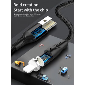 DrPhone Magnetische 360 Type-C 3A USB-C kabel - Snel opladen + Dataoverdracht met LED indicator