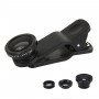 3-in-1 Fish Eye Lens / Wide Lens Universeel Zwart