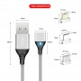DrPhone Echo Series - 2 Meter - Zilver - Magnetische USB-C Kabel 3A Type-C oplaadkabel - Snellader - Nylon Gevlochten Kabel