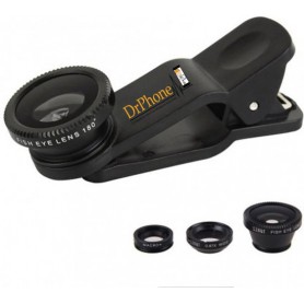 3-in-1 Fish Eye Lens / Wide Lens Universeel Zwart