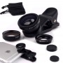 3-in-1 Fish Eye Lens / Wide Lens Universeel Zwart