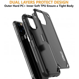 LUXWALLET® iPhone 11 Case - Desert Armor Drop Proof Hoes - Nightfall Black