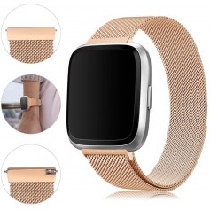 DrPhone Fitbit Versa /Versa 2/Lite/SE Magnetische Milanese Armband - RVS Horlogeband - Goud