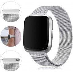 DrPhone Fitbit Versa /Versa 2/Lite/SE Magnetische Milanese Armband - RVS Horlogeband - Zilver
