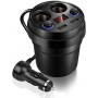 DrPhone CAR 4 Autolader 2 Sockets Splitter 80W - 2x USB 5V 3.1A - Digitaal scherm - Bekerhouder