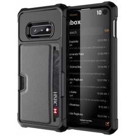 DrPhone Galaxy S10e TPU Kaarhouder Armor Case met magnetische autohouder ondersteuning - Zwart