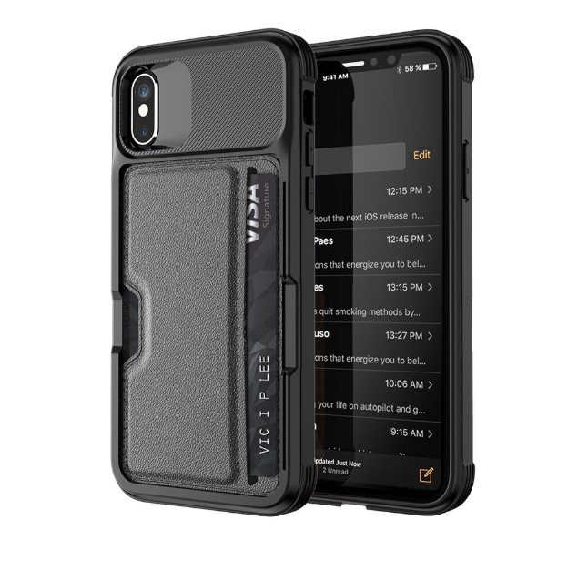 Ambitieus Ladder Nominaal DrPhone iPhone XS MAX TPU Kaarhouder Armor Case met magnetische autohouder  ondersteuning - Zwart