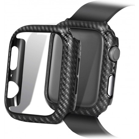 DrPhone Apple Watch 4/5 40mm Carbon Fiber Textuur Bumper Hard PC Case