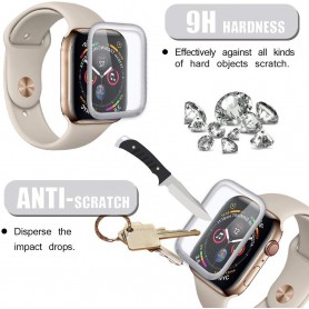 DrPhone Apple Watch 4 (44mm) Full-covered Glas - 0.2mm - Full-covered  ( UNIEK TOT AAN DE RANDEN) Zilver