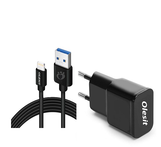 heldin verjaardag Aquarium OLESIT USB Adapter 40% sneller laden - Oplader + 1.5M Lighting 2.1A Kabel  voor o.a Apple iPhone 11/11 Pro/XS/XR/XS - Zwart