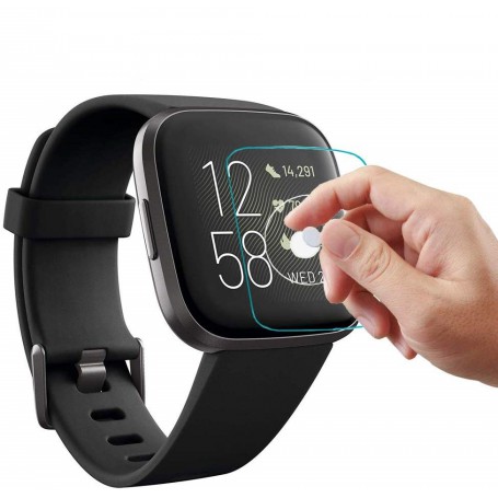 DrPhone Fitbit Versa 2 Glas Screenprotector- Tempered Glass - Glazen Gehard Transparant 9H 2.5D - Screen Protector