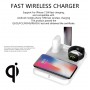 DrPhone - 4 IN 1 USB Wireless Oplader + Dock voor Apple Watch Airpods iPhone + Bureau LED Lamp - Zwart