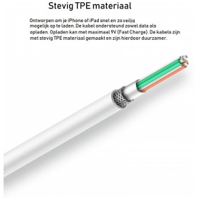 DrPhone LUNAR - USB-C Naar Lightning Kabel - Fast Charge 9V - 50% Sneller Laden - iPad Pro / iPhone 11 / 11 Pro / Max XS
