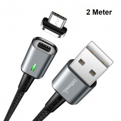 DrPhone 2 Meter iCON Series - Gecertificeerde Qualcomm 3.0 Support - Snellader - Magnetische MICRO USB oplaadkabel + Datakabel -