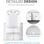 DrPhone AirPods 1/2 Zachte Siliconen Standhouder - Mini Draagbare Bureau Oplaadstation - Wit