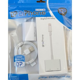 DrPhone 3 in 1 - Lightning Digital AV Adapter - HDMI naar lightning kabel - iPhone 11 / XS / Max / XR / iPhone 7 / 8 / iPad8 / i