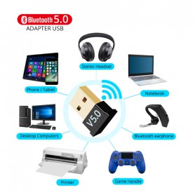 DrPhone B5 - Bluetooth 5.0 USB Adapter Dongle - 20 Meter Bereik - Stabielere verbinding - Zwart