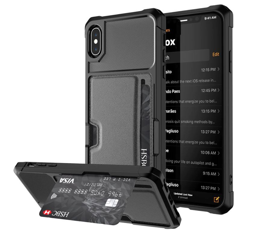 Relatief inhoudsopgave Zich verzetten tegen DrPhone iPhone XS MAX TPU Kaarthouder Armor Case met Verstevigde hoeken &  magnetische autohouder ondersteuning - Zwart