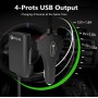 DrPhone PCC3 Multi Autolader Snellader + Oplader QC 3.0 - 12A / 60W voor / achterbank - 4 USB-poorten – Zwart