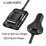 DrPhone Autolader Snel Opladen QC 3.0 - 12A / 60W voor / achterbank - 4 USB-poorten – Zwart