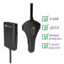 DrPhone PCC3 Multi Autolader Snellader + Oplader QC 3.0 - 12A / 60W voor / achterbank - 4 USB-poorten – Zwart