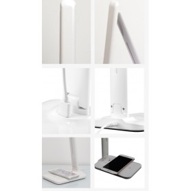 DrPhone CL – 28 LED Bureaulamp - USB oplaadpoort - Qi draadloos opladen – Touch Bediening – Kantoor / Nachtkastje - Wit