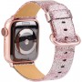 DrPhone Apple Watch 5/4/3/2 42/44mm Vrouwen Glitter Bling PU Lederen Armband Rosegold