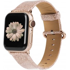 DrPhone Apple Watch 5/4/3/2 38/40mm Vrouwen Glitter Bling PU Lederen Armband Goud