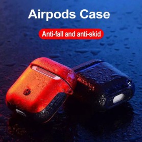 DrPhone Airpods 1 & 2 Hoes - Schokbestendige Harde PC + Zachte Rubberen Siliconen Cover – Wit/Zwart