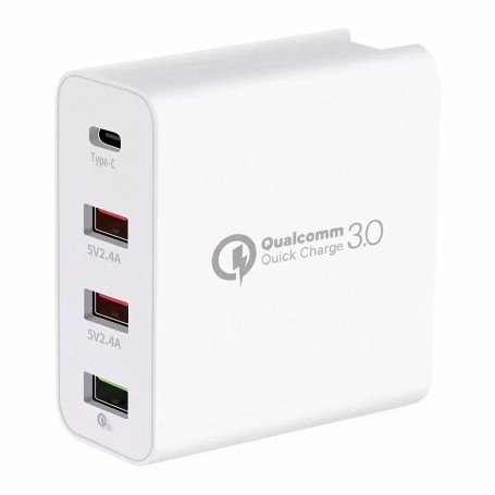 DrPhone WL2 - USB-C 4 Poorten PD wandoplader 5V 3A - 36W - Type-C Fast Charge Qualcomm 3.0 – Wit