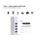 DrPhone USB 3.0 Hub Met 4 Poorten Aluminium Hub met micro-usb ingang – Zilver