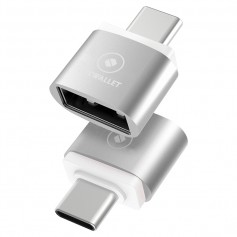 LUXWALLET O3 - OTG Adapter - Verander USB naar USB-C / Type-C voor o.a. Macbook - Zilver