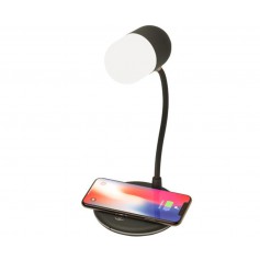 Drphone PS1 – 3 in 1 - Smart PowerSound Lamp – Speaker + Nachtlamp + Draadloos Qi Laden - BT 5.0 - Bureaulamp - Zwart