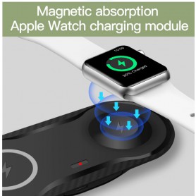 DrPhone Compaq - 2 in 1 Draadloze QI Lader voor o.a. Apple Watch 5 / 4 + iPhone 11 – 10W Lader - Wit