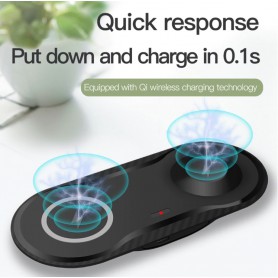 DrPhone Compaq - 2 in 1 Draadloze QI Lader voor o.a. Apple Watch 5 / 4 + iPhone 11 – 10W Lader - Wit