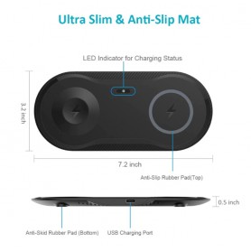 DrPhone Compaq - 2 in 1 Draadloze QI Lader voor o.a. Apple Watch 5 / 4 + iPhone 11 – 10W Lader - Wit