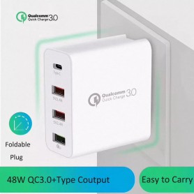 DrPhone ICON2 - 48W Snellader - 4 Poorten Lader + 2x Lightning Kabels voor Apple iPhone / iPad Pro / Air / Mini 