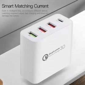 DrPhone ICON2 - 48W Snellader - 4 Poorten Lader + 2x Lightning Kabels voor Apple iPhone / iPad Pro / Air / Mini 