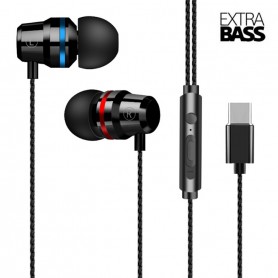DrPhone - SoundLUX - In-Ear Bedrade Oordoppen met USB-C Aansluiting - Earbuds - Hoge BASS - Metal Grey