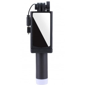 DrPhone PiX3 – Selfie Stick met Spiegel - Plug & Play -AUX Verbinding - 270° Draaibaar – Voor Reizen , Vlogs en meer - Zwart