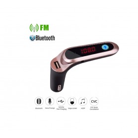 DrPhone FM7 - Bluetooth FM Transmitter – USB + Micro SD - Carkit – Microfoon – Handsfree Bellen – Sigarettenplug - Rose Goud